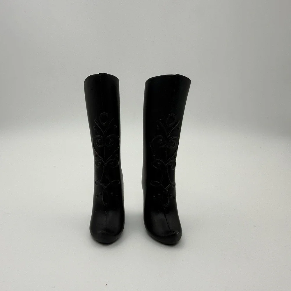 Mattel Barbie Doll Boots Disney Princess Anna Frozen Tall Black Scroll Curved